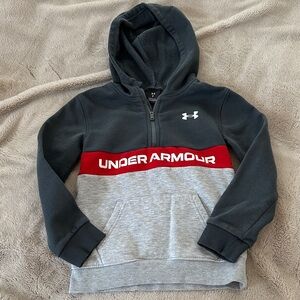 Under Armour Kids Half-Zip Hoodie in Black, Red & Gray